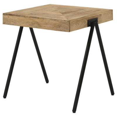 Avery - Square End Table With Metal Legs - Natural and Black.