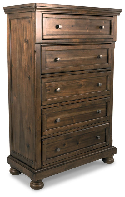 Flynnter - Medium Brown - Five Drawer Chest.