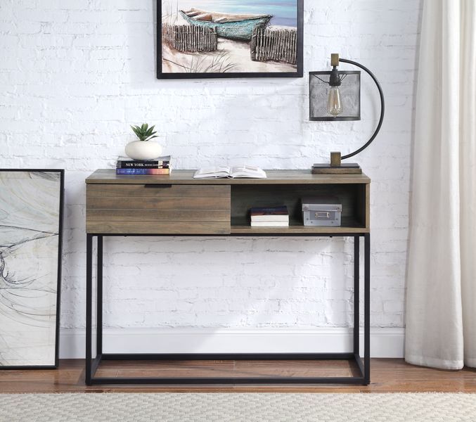 Galeno - Writing Desk - Rustic Oak & Black Finish - Grand Furniture GA