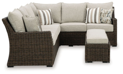 Brook Ranch - Brown - Sofa Sectional, Bench With Cushion (Set of 3).