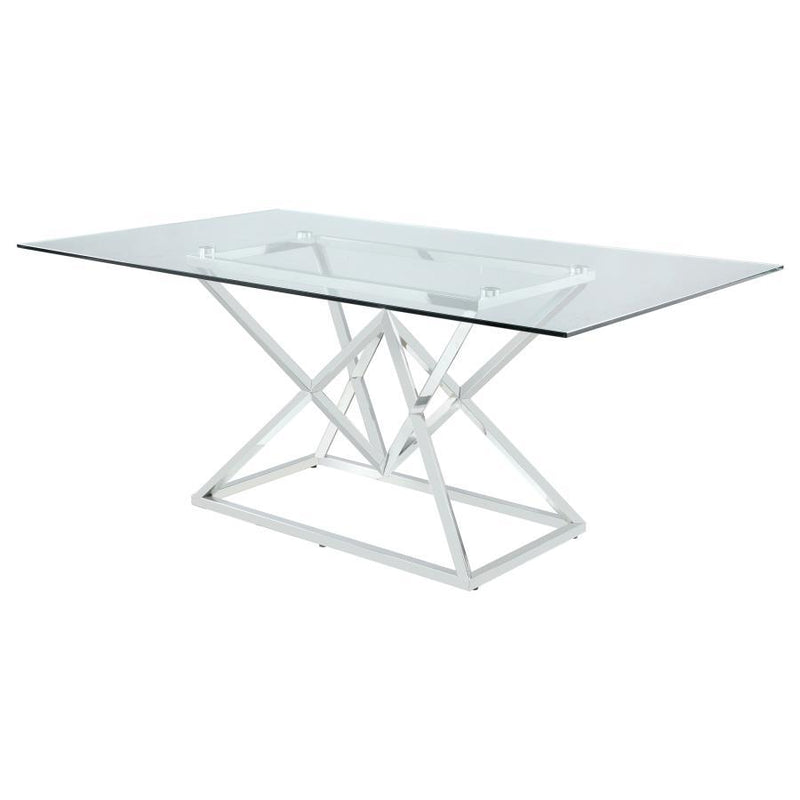 Beaufort - Rectangle Glass Top Dining Table - Chrome.