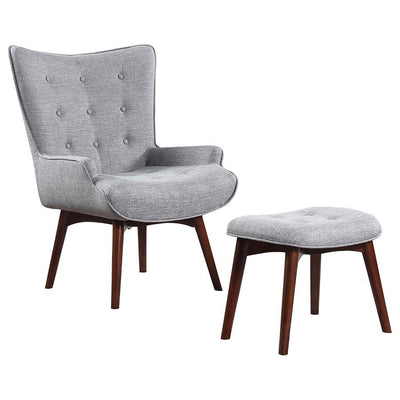 Willow - Upholstered Accent Chair With Ottoman - Grey and Brown.