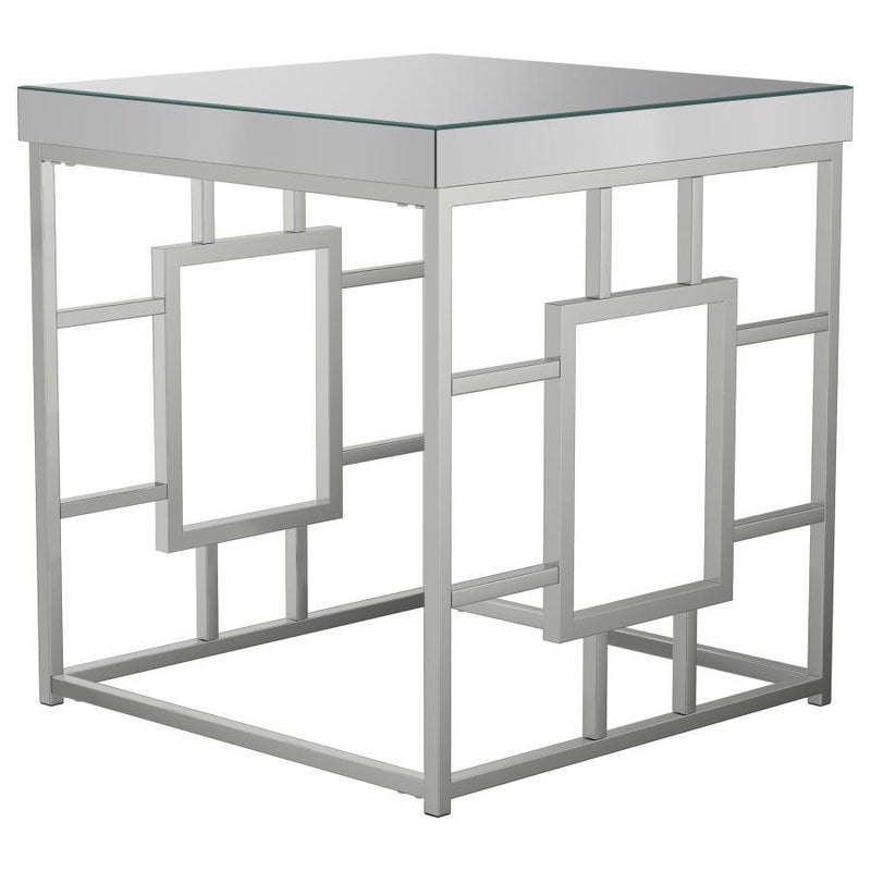 Dafina - Geometric Frame Square End Table - Chrome.