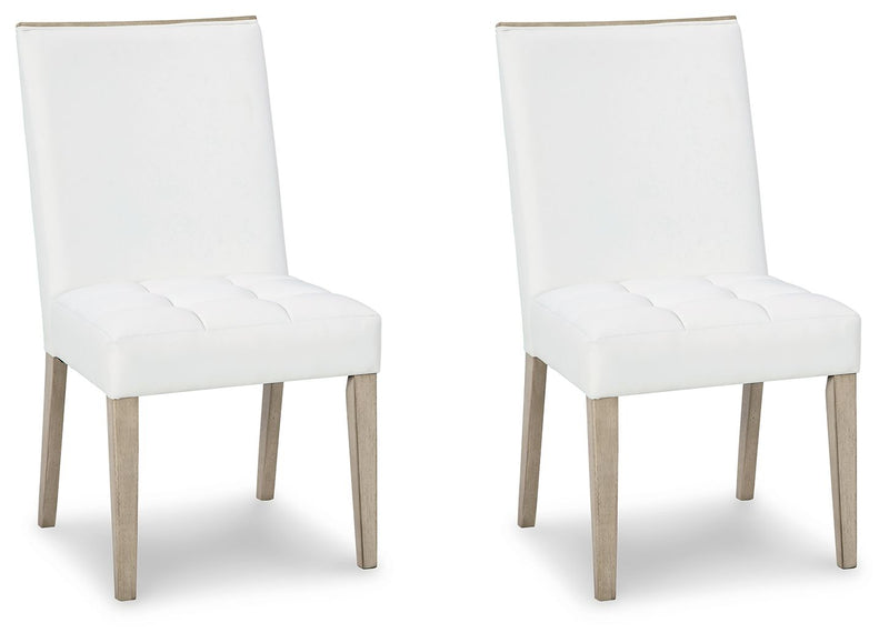 Wendora - Bisque / White - Dining Uph Side Chair (Set of 2).