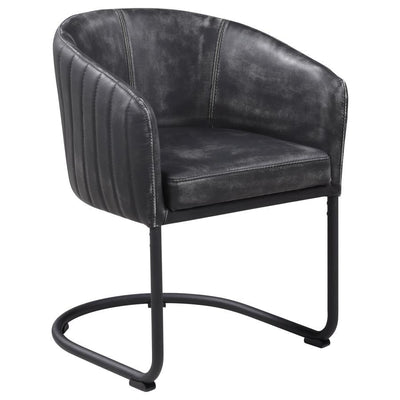 Banner - Upholstered Dining Chair - Anthracite and Matte Black.