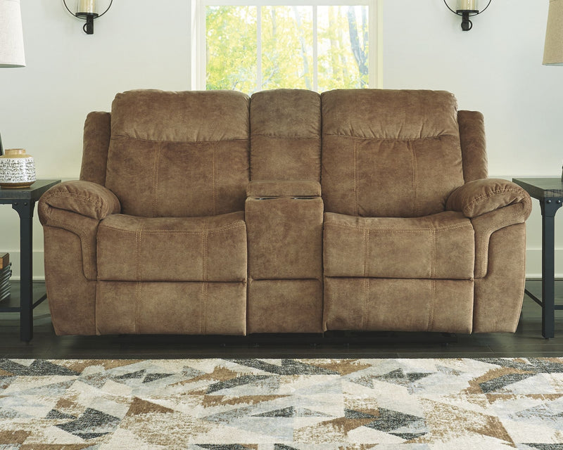 Huddle-up - Nutmeg - Glider Rec Loveseat W/Console.