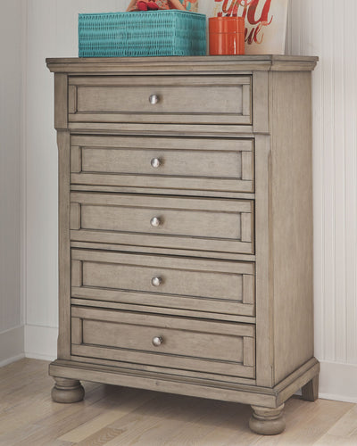 Lettner - Light Gray - Five Drawer Chest - Central Handle