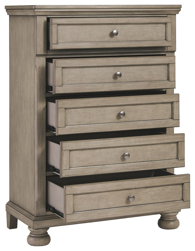 Lettner - Light Gray - Five Drawer Chest - Central Handle