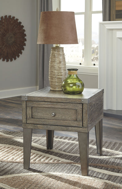 Chazney - Rustic Brown - Rectangular End Table.