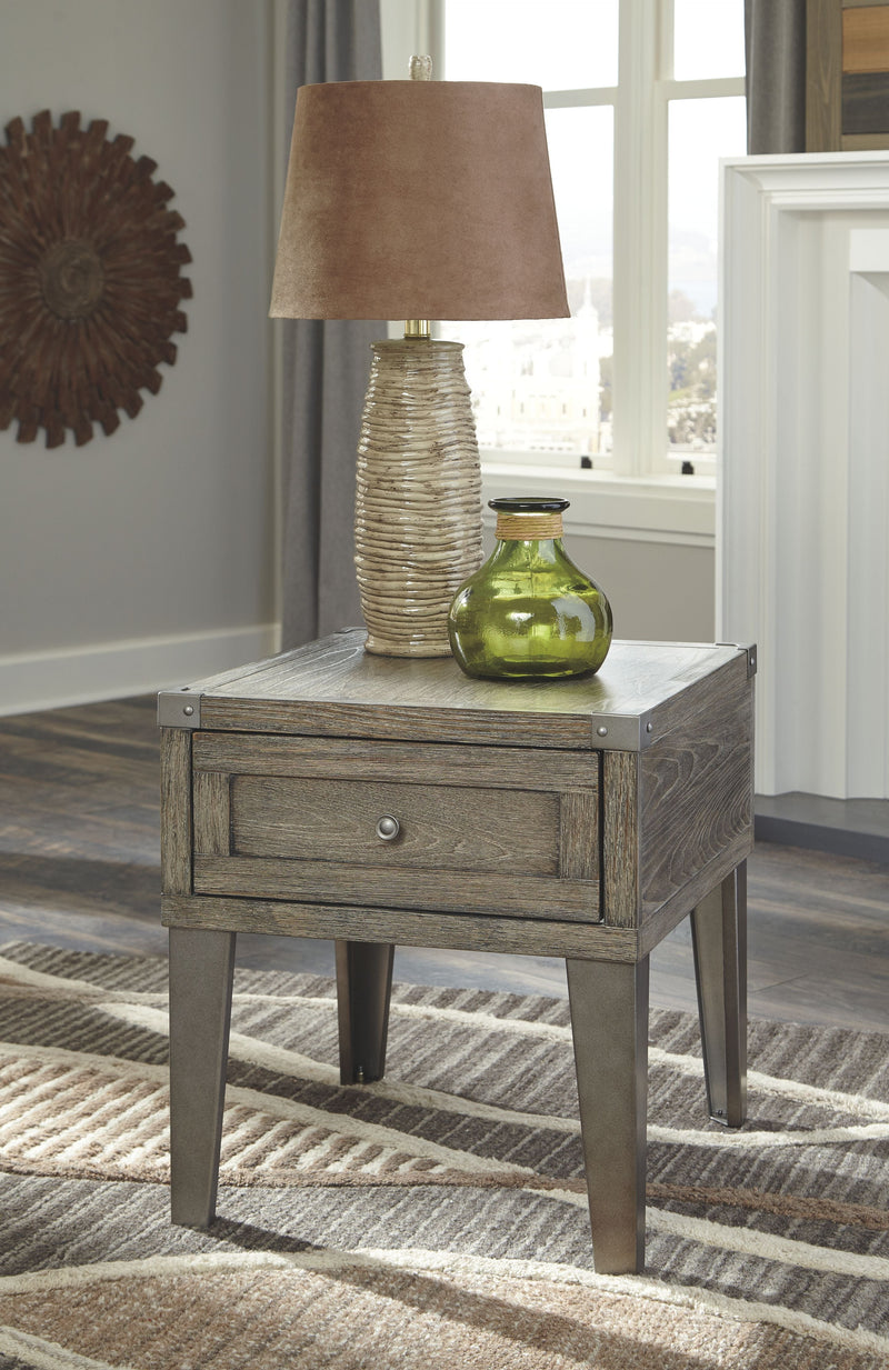 Chazney - Rustic Brown - Rectangular End Table.