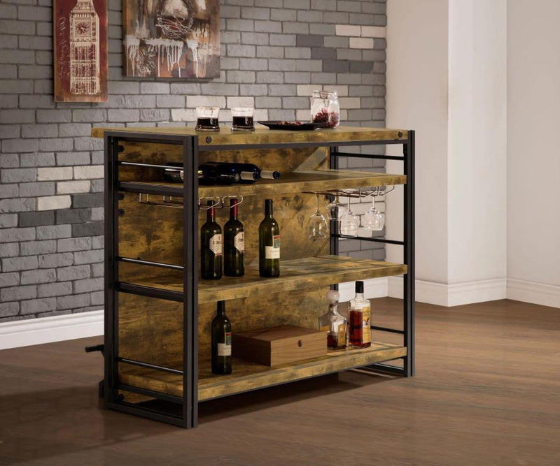 Renaldi - Bar Unit With Stemware Rack - Antique Nutmeg.