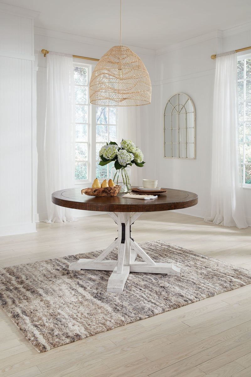 Valebeck - White / Brown - Dining Table.