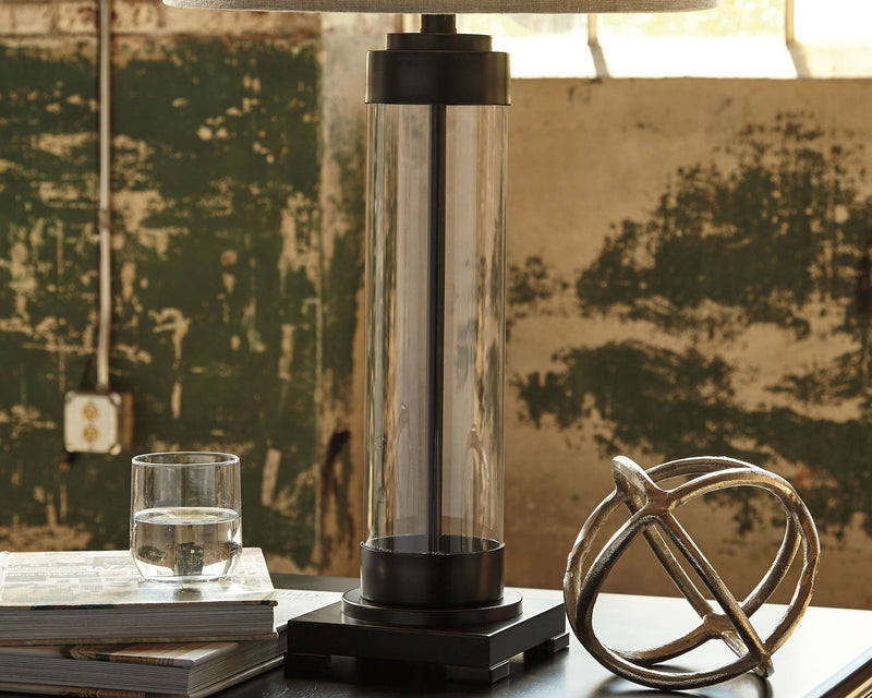 Talar - Clear / Bronze Finish - Glass Table Lamp.