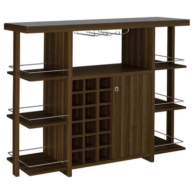 Evelio - Bar Unit With Wine Bottle Storage - Walnut - Grand Furniture GA