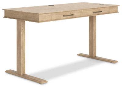 Elmferd - Light Brown - Adjustable Height Desk.
