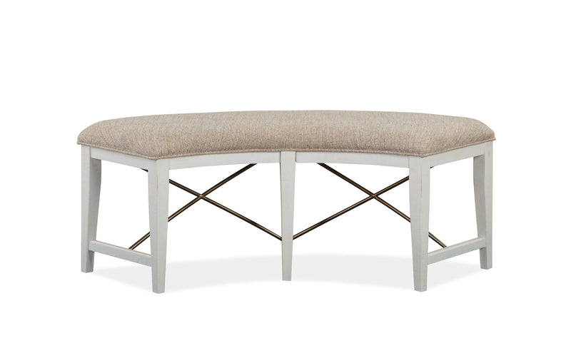 Heron Cove - Curved Bench With Upholstered Seat - Chalk White.