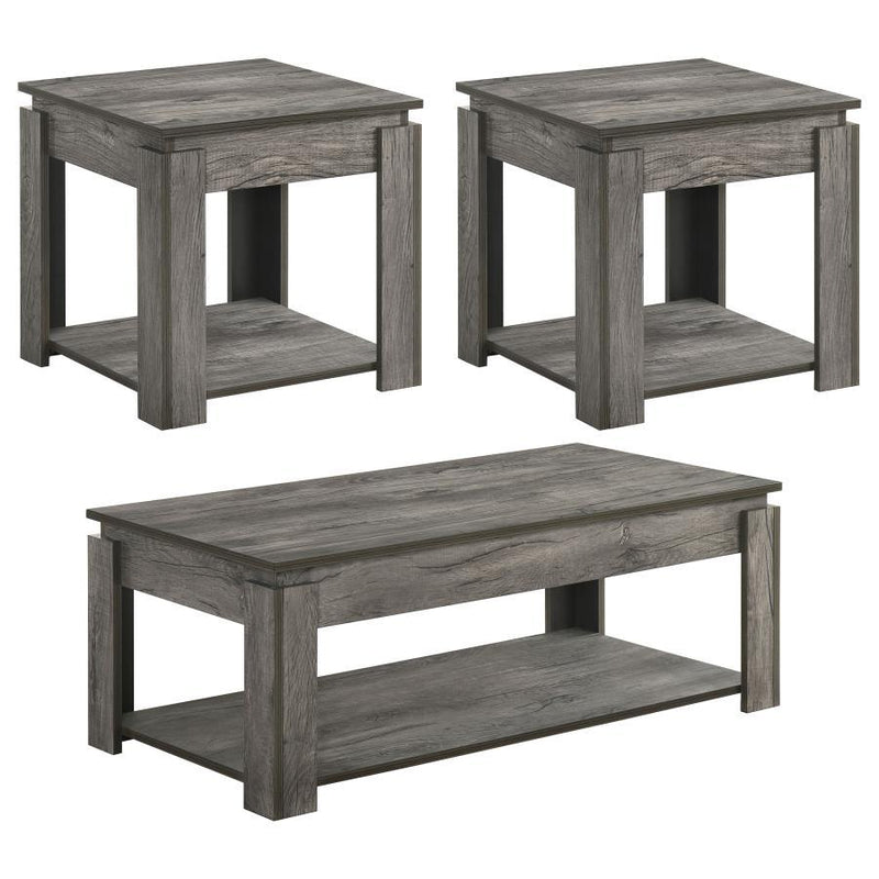 Donal - 3-Piece Occasional Set With Open Shelves - Weathered Grey.