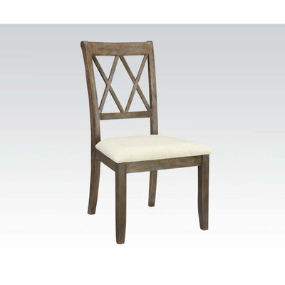 Claudia - Side Chair (Set of 2) - Beige Linen & Salvage Brown - Grand Furniture GA