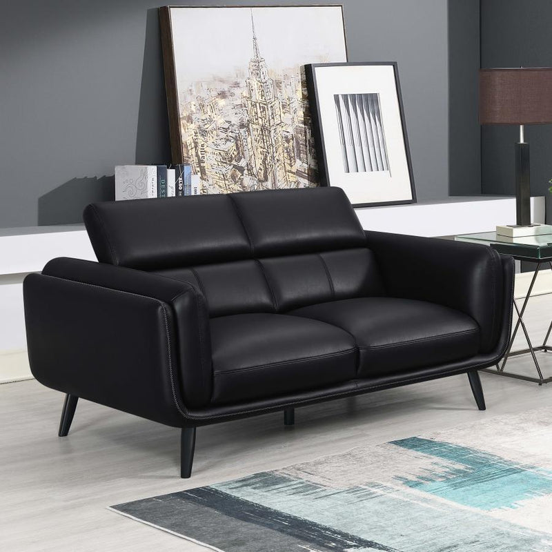 Shania - Track Arms Loveseat With Tapered Legs - Black.