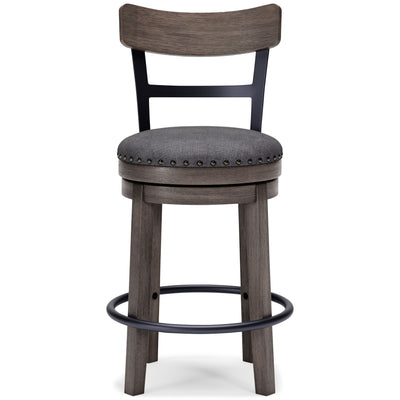 Caitbrook - Gray - Uph Swivel Barstool.