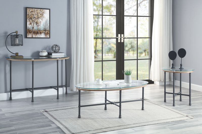 Brantley - Coffee Table - Clear Glass & Sandy Gray Finish - Grand Furniture GA