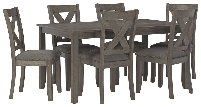 Caitbrook - Gray - Rect Drm Table Set (Set of 7).