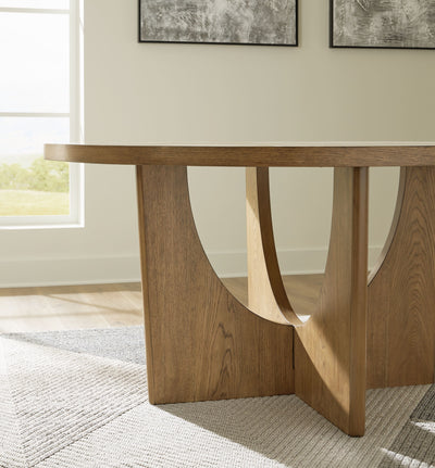 Dakmore - Brown - Round Dining Room Table.