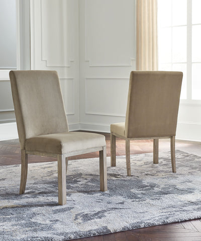 Chrestner - Gray / Brown - Dining Uph Side Chair (Set of 2).