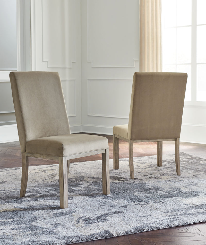 Chrestner - Gray / Brown - Dining Uph Side Chair (Set of 2).