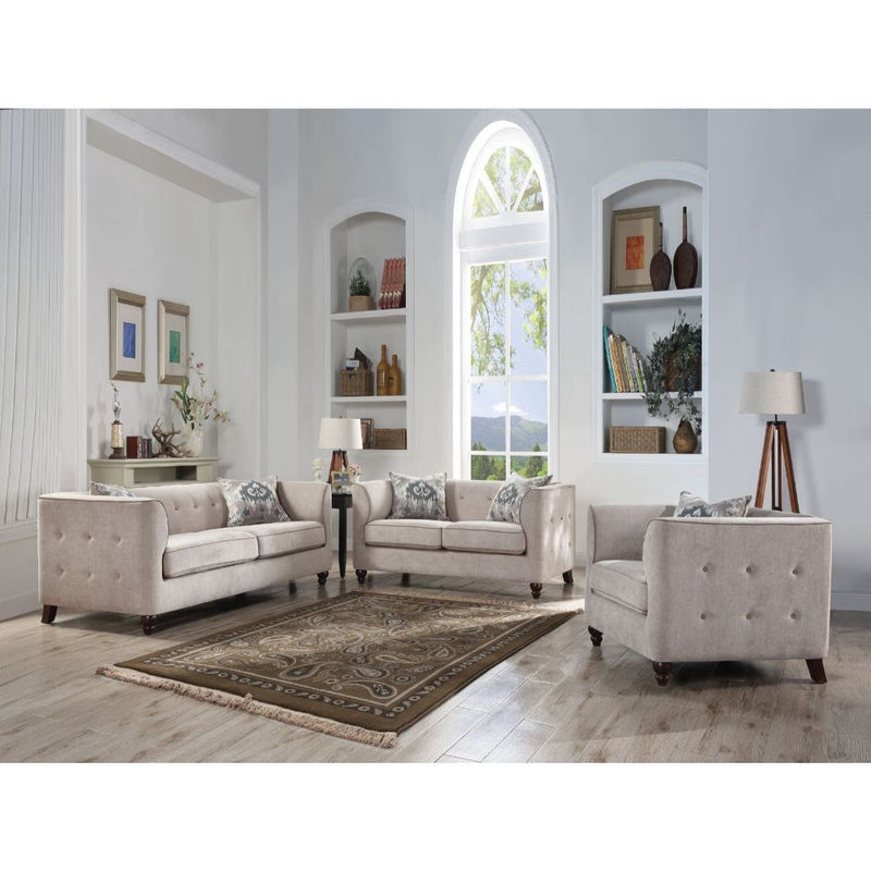 Cyndi - Loveseat - Tan Velvet - Grand Furniture GA