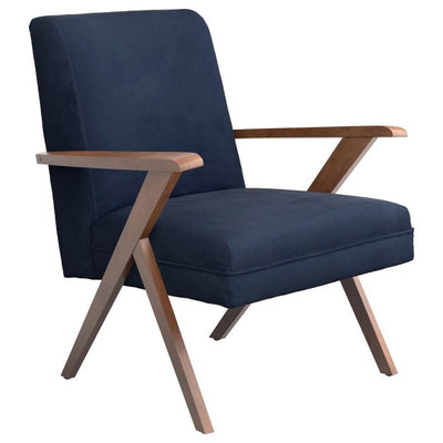 Cheryl - Wooden Arms Accent Chair - Dark Blue And Walnut - Grand Furniture GA