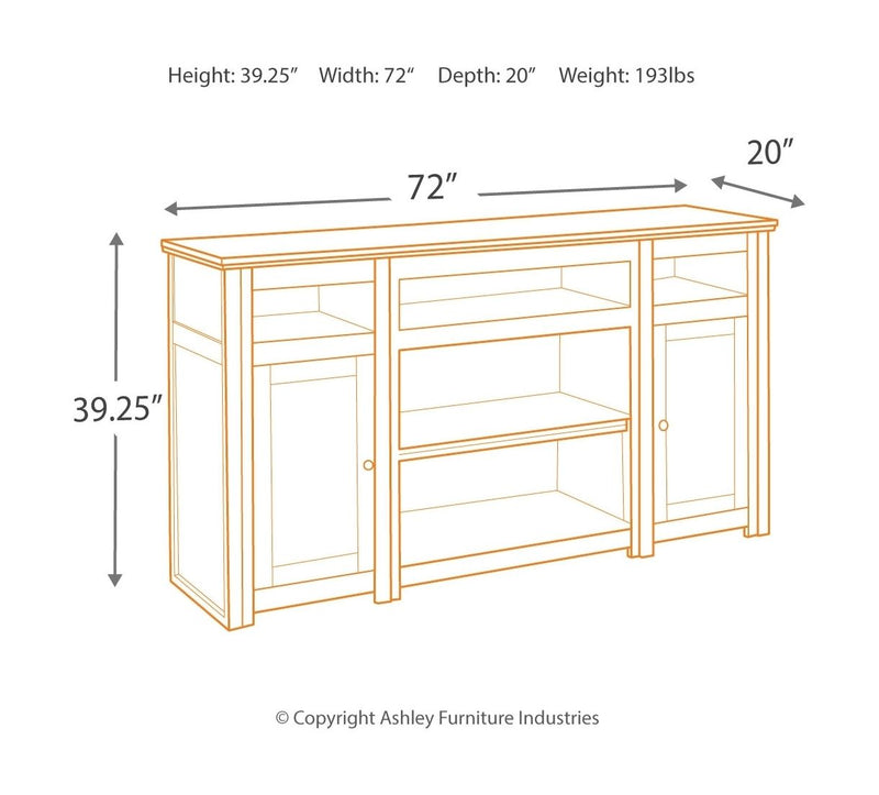 Harpan - Reddish Brown - 2 Pc. - 72" TV Stand With Electric Infrared Fireplace Insert.