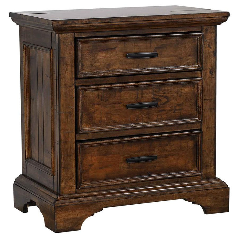 Elk Grove - 3-Drawer Nightstand - Vintage Bourbon.