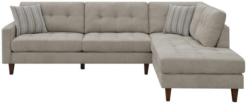 Barton - Upholstered Tufted Sectional - Toast and Brown.