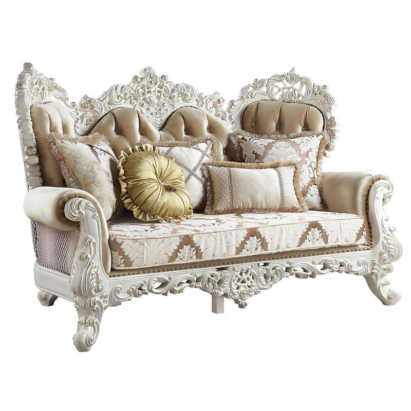 Vanaheim - Loveseat - Fabric & Antique White Finish - Grand Furniture GA