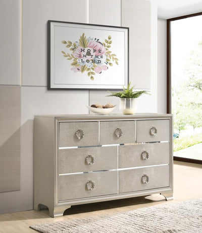 Salford - 7-Drawer Dresser - Metallic Sterling.