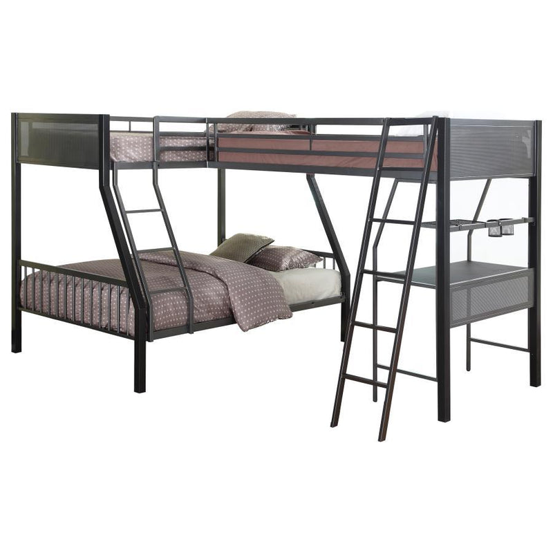 Meyers - 2 Piece Metal Twin Over Full Bunk Bed Set - Black And Gunmetal