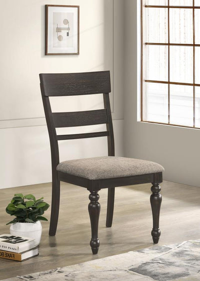 Bridget - Ladder Back Dining Side Chair (Set of 2) - Charcoal Sandthrough And Stone Brown