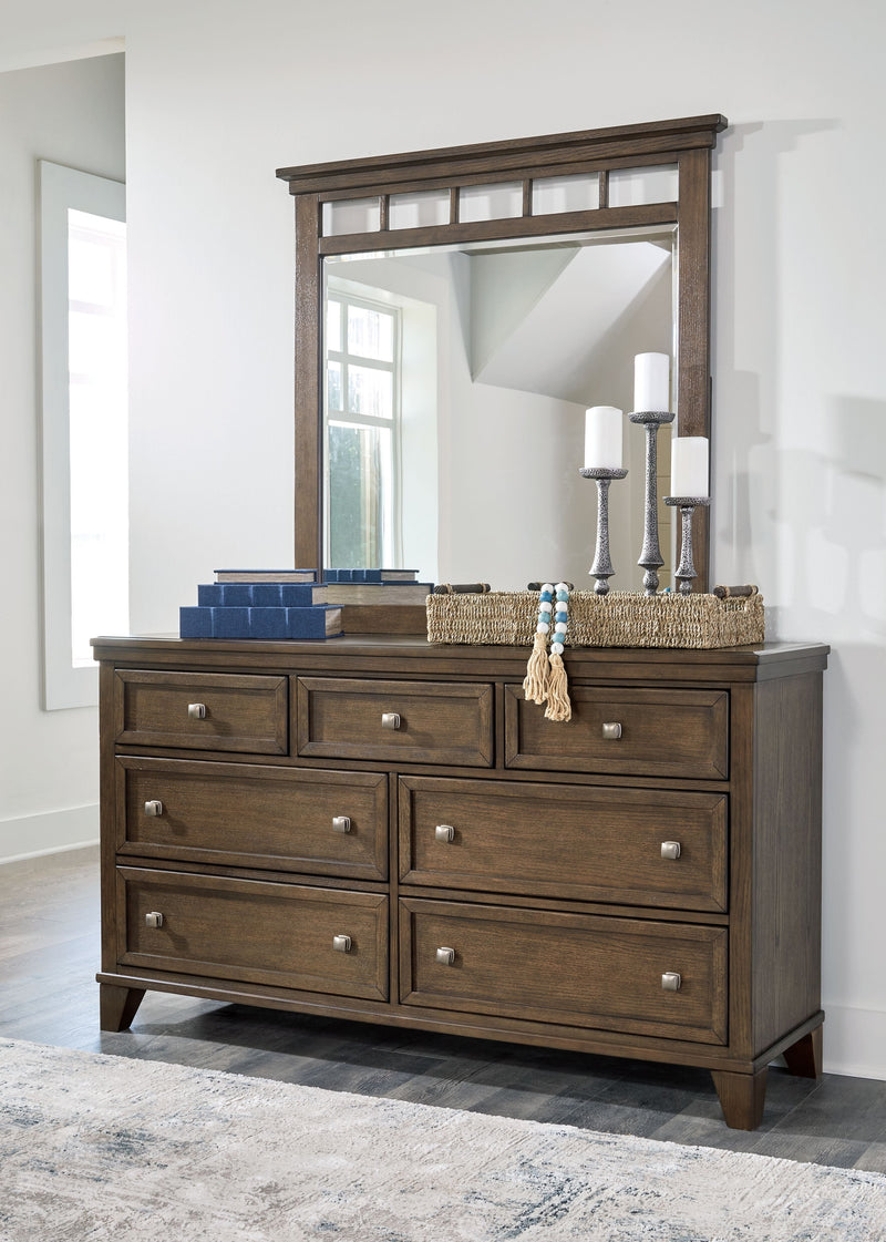 Shawbeck - Medium Brown - 7 Pc. - Dresser, Mirror, California King Panel Bed, 2 Nightstands