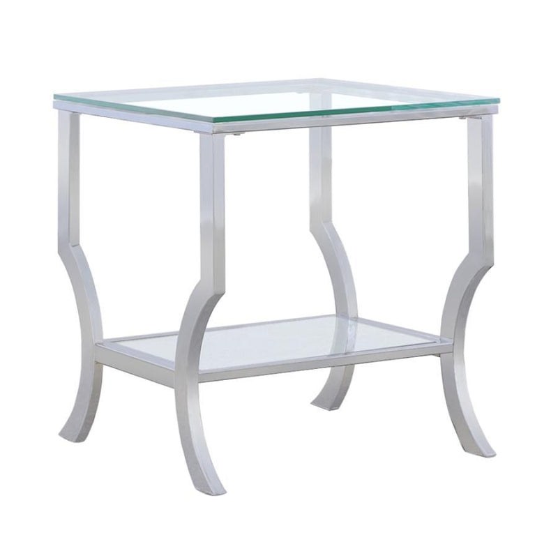 Saide - Square End Table With Mirrored Shelf - Chrome.