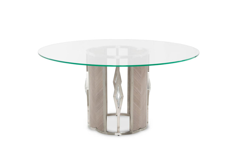 Camden Court - Round Glass Dining Table - Pearl.