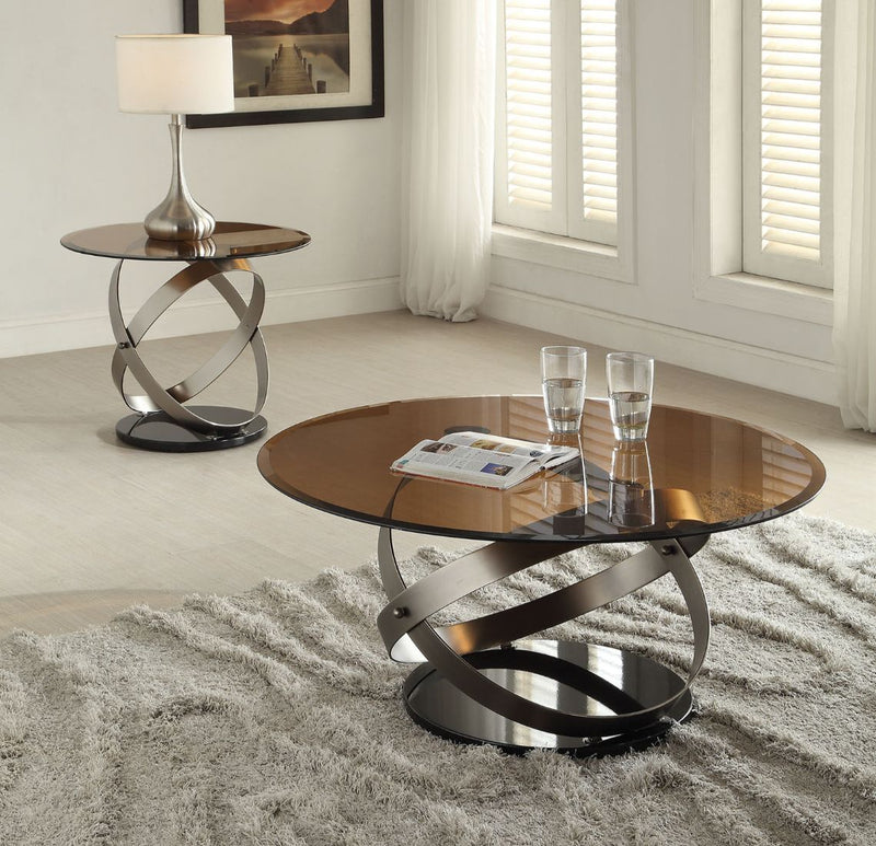 Olly - Coffee Table - Satin/Black & Smoky Glass