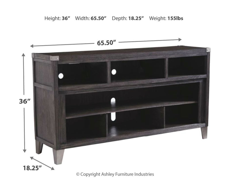 Todoe - Gray - 2 Pc. - 65" TV Stand With Wide Fireplace Insert.