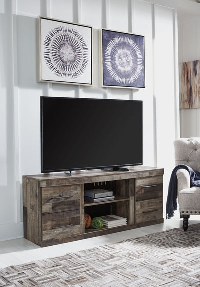 Derekson - Multi Gray - LG TV Stand W/Fireplace Option.