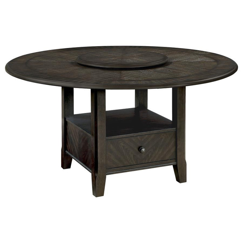 Twyla - Round Dining Table With Removable Lazy Susan - Dark Cocoa.