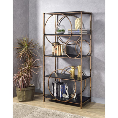 Hudice - Bookshelf - Black Oak & Champagne - Grand Furniture GA