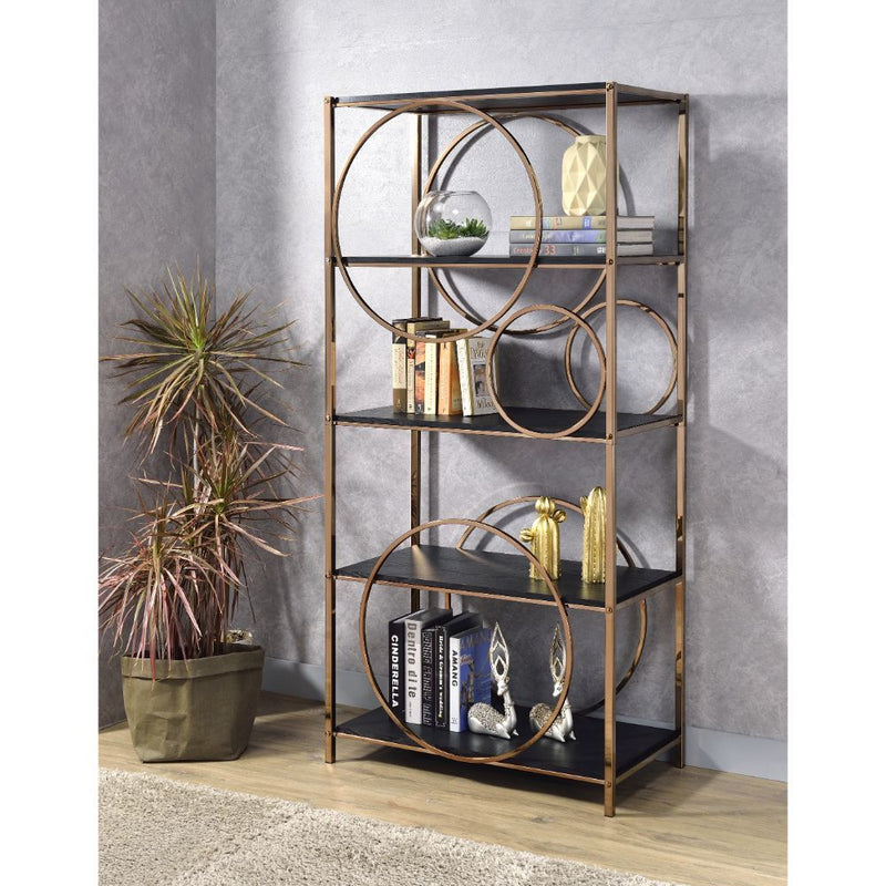 Hudice - Bookshelf - Black Oak & Champagne - Grand Furniture GA