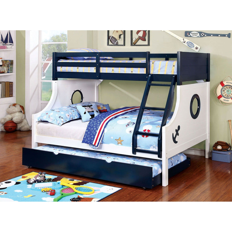 Nautia - Twin Over Full Bunk Bed - Blue / White