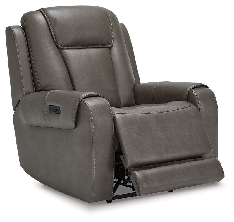 Card Player - Smoke - Pwr Recliner/Adj Headrest.