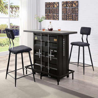 Dicarda - Bar Height Table With LED Light - Black / Distressed Dark Oak - Grand Furniture GA